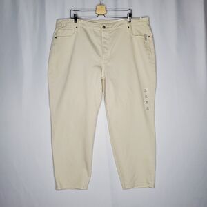 Old Navy High Rise OG Straight Jeans Women Plus 24 Ecru Cream Pocket Zip Denim